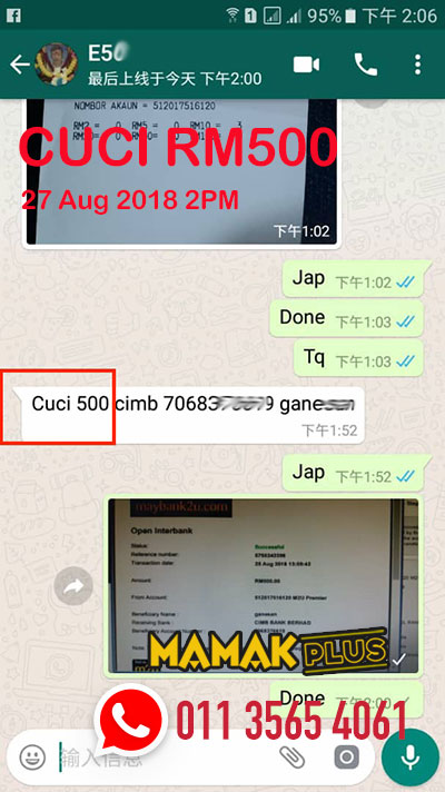 918kiss Cuci RM500 pada hari 27th Aug 2018